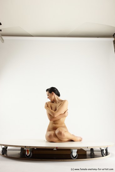 Nude Woman White Sitting poses - ALL Slim long brown Sitting poses - simple Multi angle poses Pinup