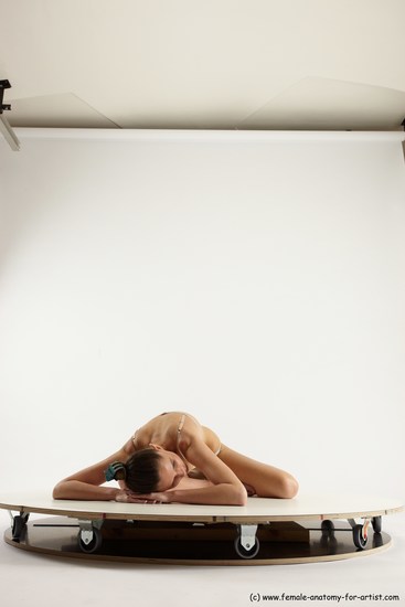 Underwear Woman White Sitting poses - ALL Athletic long brown Sitting poses - simple Multi angle poses Academic