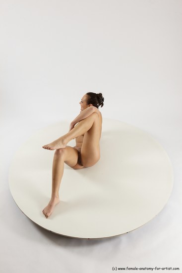 Nude Woman White Sitting poses - ALL Slim long brown Sitting poses - simple Multi angle poses Pinup