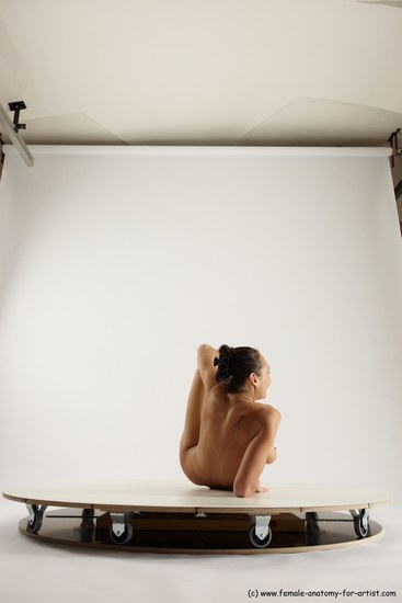 Nude Woman White Sitting poses - ALL Slim long brown Sitting poses - simple Multi angle poses Pinup