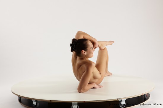 Nude Woman White Sitting poses - ALL Slim long brown Sitting poses - simple Multi angle poses Pinup