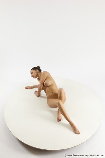 Nude Gymnastic poses Woman White Slim long brown Multi angle poses Pinup