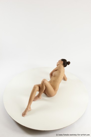 Nude Gymnastic poses Woman White Slim long brown Multi angle poses Pinup