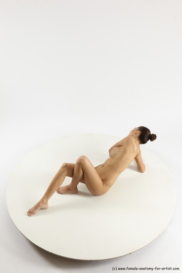 Nude Gymnastic poses Woman White Slim long brown Multi angle poses Pinup