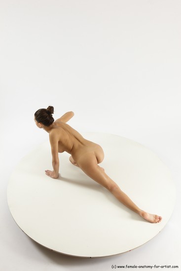 Nude Gymnastic poses Woman White Slim long brown Multi angle poses Pinup