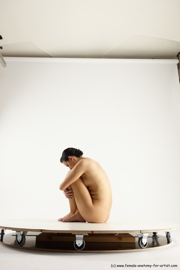 Nude Woman White Sitting poses - ALL Slim long brown Sitting poses - simple Multi angle poses Pinup