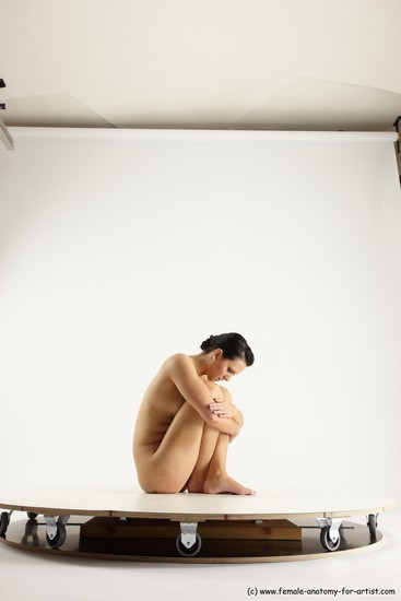 Nude Woman White Sitting poses - ALL Slim long brown Sitting poses - simple Multi angle poses Pinup