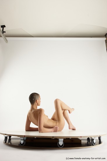 Nude Woman White Sitting poses - ALL Slim bald Sitting poses - simple Multi angle poses Pinup