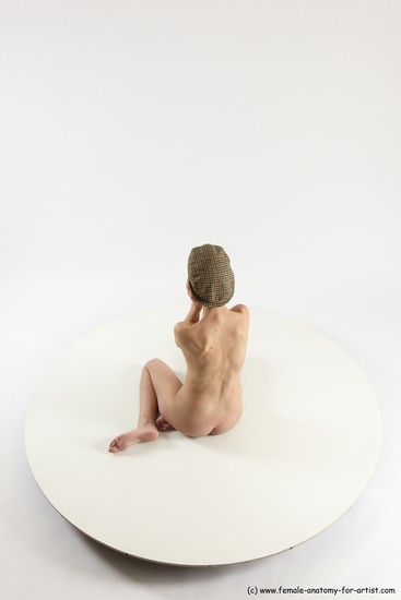 Nude Woman White Sitting poses - ALL Slim bald Sitting poses - simple Multi angle poses Pinup