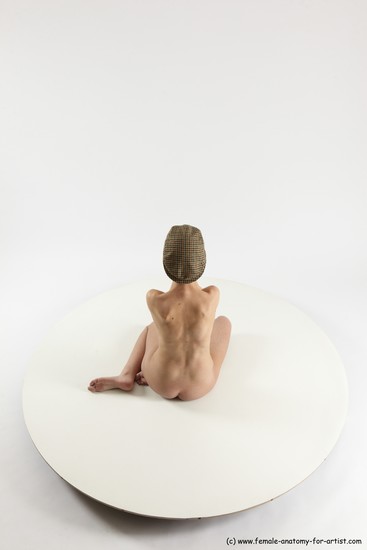 Nude Woman White Sitting poses - ALL Slim bald Sitting poses - simple Multi angle poses Pinup