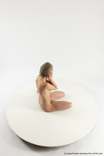 Nude Woman White Sitting poses - ALL Slim bald Sitting poses - simple Multi angle poses Pinup