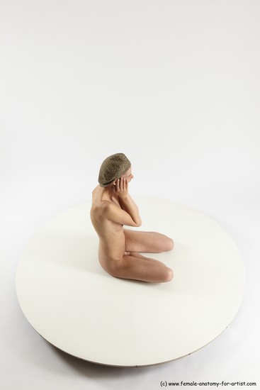 Nude Woman White Sitting poses - ALL Slim bald Sitting poses - simple Multi angle poses Pinup