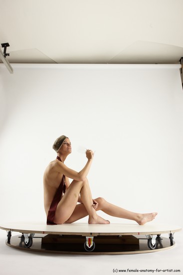 Nude Woman White Sitting poses - ALL Slim bald Sitting poses - simple Multi angle poses Pinup