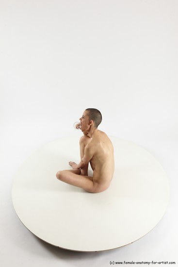 Nude Woman White Sitting poses - ALL Slim bald Sitting poses - simple Multi angle poses Pinup