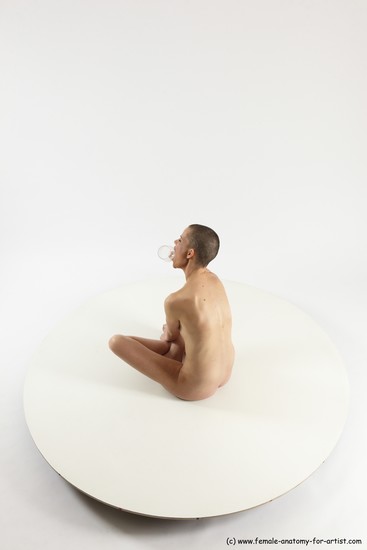 Nude Woman White Sitting poses - ALL Slim bald Sitting poses - simple Multi angle poses Pinup