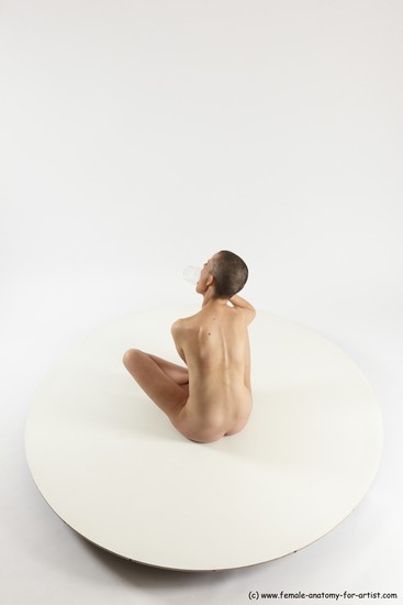 Nude Woman White Sitting poses - ALL Slim bald Sitting poses - simple Multi angle poses Pinup