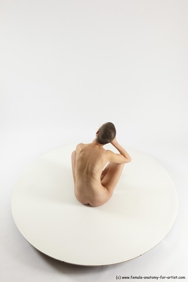 Nude Woman White Sitting poses - ALL Slim bald Sitting poses - simple Multi angle poses Pinup