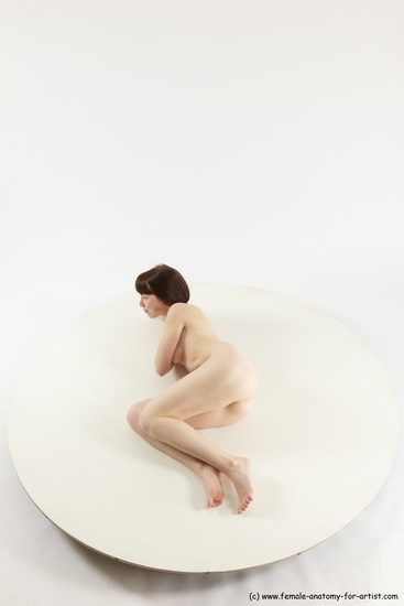 Nude Woman White Laying poses - ALL Slim Laying poses - on side medium brown Multi angle poses Pinup