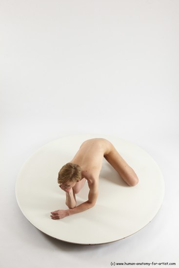 Nude White Sitting poses - ALL Underweight medium brown Sitting poses - on knees Multi angle poses