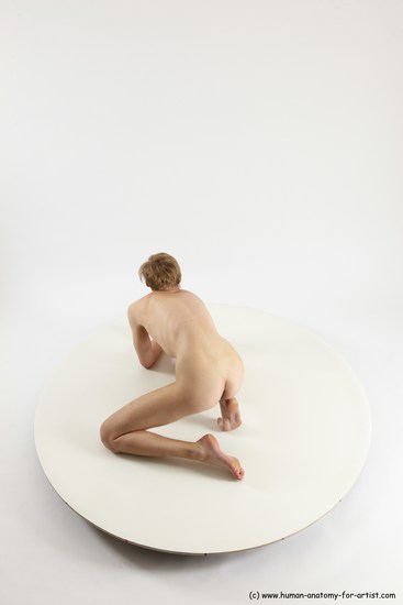 Nude White Sitting poses - ALL Underweight medium brown Sitting poses - on knees Multi angle poses