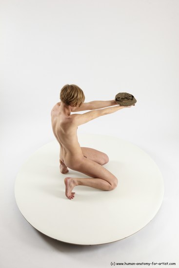 Nude White Sitting poses - ALL Underweight medium brown Sitting poses - on knees Multi angle poses