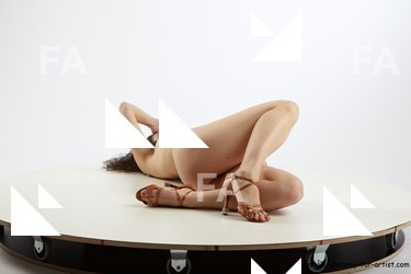 Nude Woman White Laying poses - ALL Slim Laying poses - on back long brown Pinup