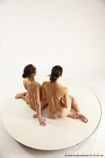 Nude Woman - Woman White Sitting poses - ALL Slim long brown Sitting poses - simple Multi angle poses Pinup