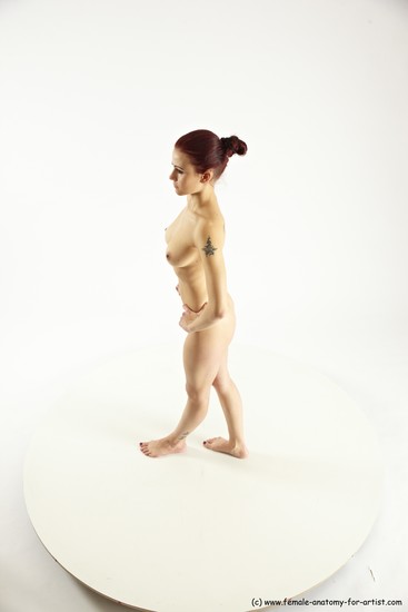 Nude Woman White Standing poses - ALL Slim long colored Standing poses - simple Multi angle poses Pinup