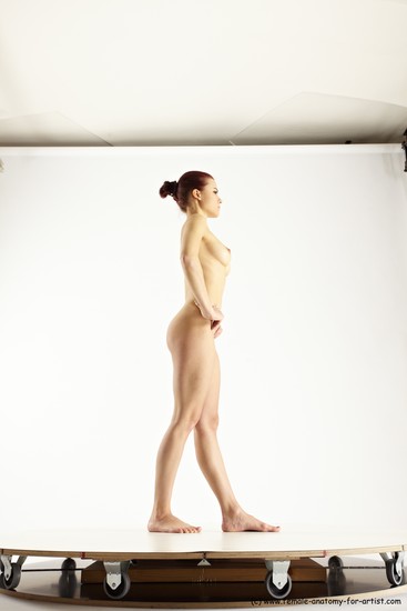 Nude Woman White Standing poses - ALL Slim long colored Standing poses - simple Multi angle poses Pinup