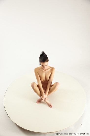 Nude Woman White Sitting poses - ALL Slim long brown Sitting poses - simple Multi angle poses Pinup