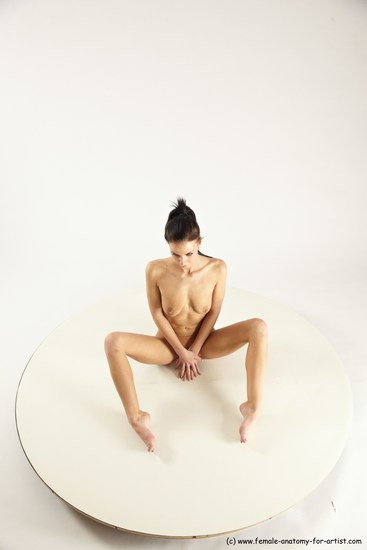 Nude Woman White Sitting poses - ALL Slim long brown Sitting poses - simple Multi angle poses Pinup