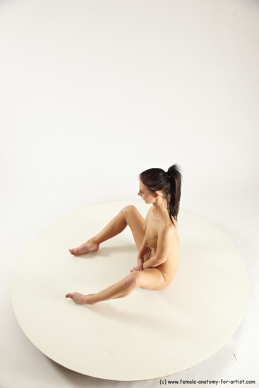 Nude Woman White Sitting poses - ALL Slim long brown Sitting poses - simple Multi angle poses Pinup