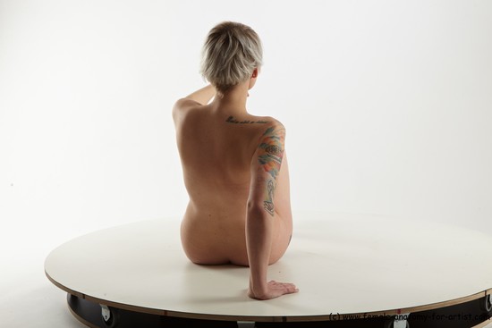 Nude Woman White Sitting poses - ALL Slim short blond Sitting poses - simple Pinup