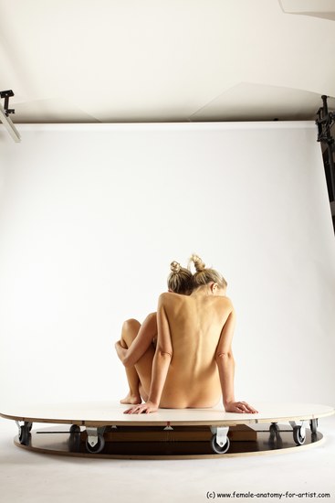 Nude Woman - Woman White Sitting poses - ALL Slim long blond Sitting poses - simple Multi angle poses Pinup