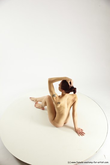 Nude Woman White Sitting poses - ALL Slim long colored Sitting poses - simple Multi angle poses Pinup