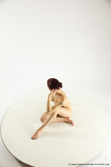 Nude Woman White Sitting poses - ALL Slim long colored Sitting poses - simple Multi angle poses Pinup