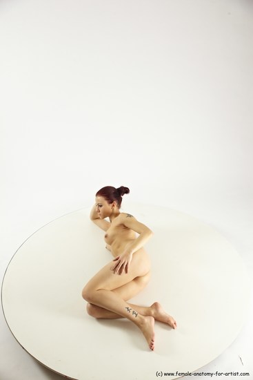 Nude Woman White Laying poses - ALL Slim Laying poses - on side long colored Multi angle poses Pinup