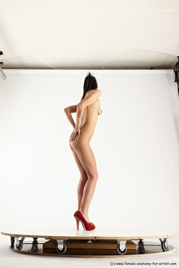 Nude Woman White Standing poses - ALL Slim long brown Standing poses - simple Multi angle poses Pinup