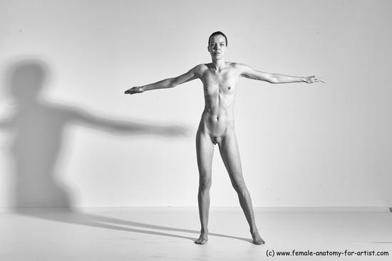 Nude Gymnastic poses Woman White Moving poses Athletic long brown Dynamic poses Pinup