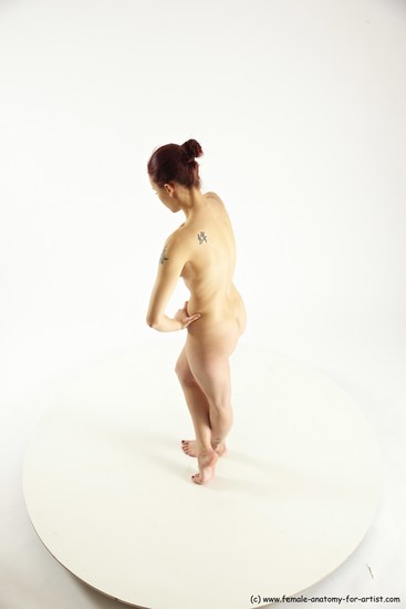 Nude Woman White Standing poses - ALL Slim long colored Standing poses - simple Multi angle poses Pinup