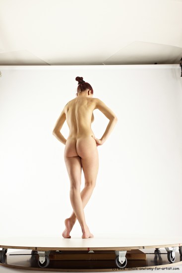 Nude Woman White Standing poses - ALL Slim long colored Standing poses - simple Multi angle poses Pinup