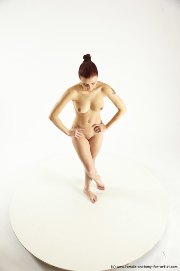 Nude Woman White Standing poses - ALL Slim long colored Standing poses - simple Multi angle poses Pinup