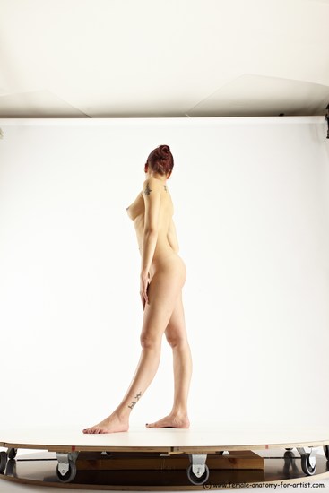 Nude Woman White Standing poses - ALL Slim long colored Standing poses - simple Multi angle poses Pinup