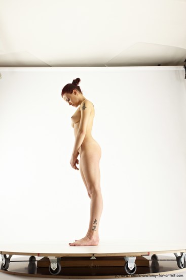 Nude Woman White Standing poses - ALL Slim long colored Standing poses - simple Multi angle poses Pinup