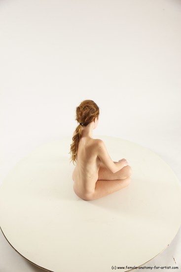 Nude Woman White Sitting poses - ALL Slim long brown Sitting poses - on knees Multi angle poses Pinup