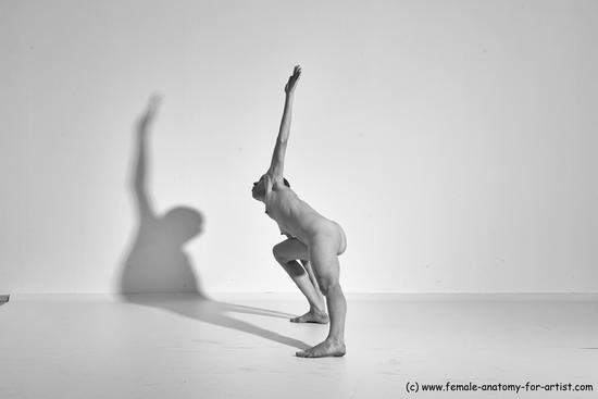 Nude Yoga poses Woman White Moving poses Slim long brown Dynamic poses Pinup