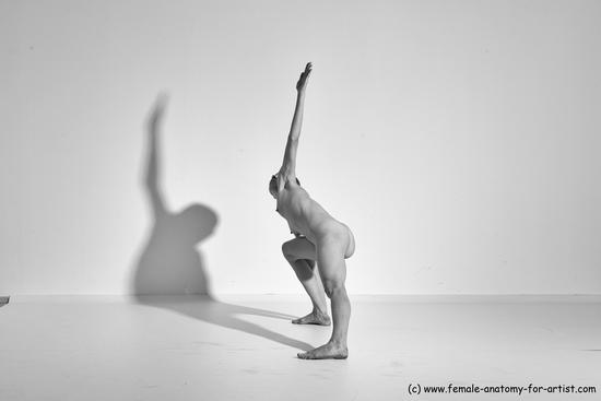 Nude Yoga poses Woman White Moving poses Slim long brown Dynamic poses Pinup