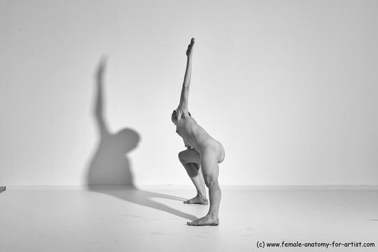 Nude Yoga poses Woman White Moving poses Slim long brown Dynamic poses Pinup