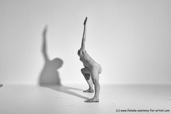 Nude Yoga poses Woman White Moving poses Slim long brown Dynamic poses Pinup