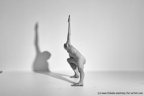 Nude Yoga poses Woman White Moving poses Slim long brown Dynamic poses Pinup